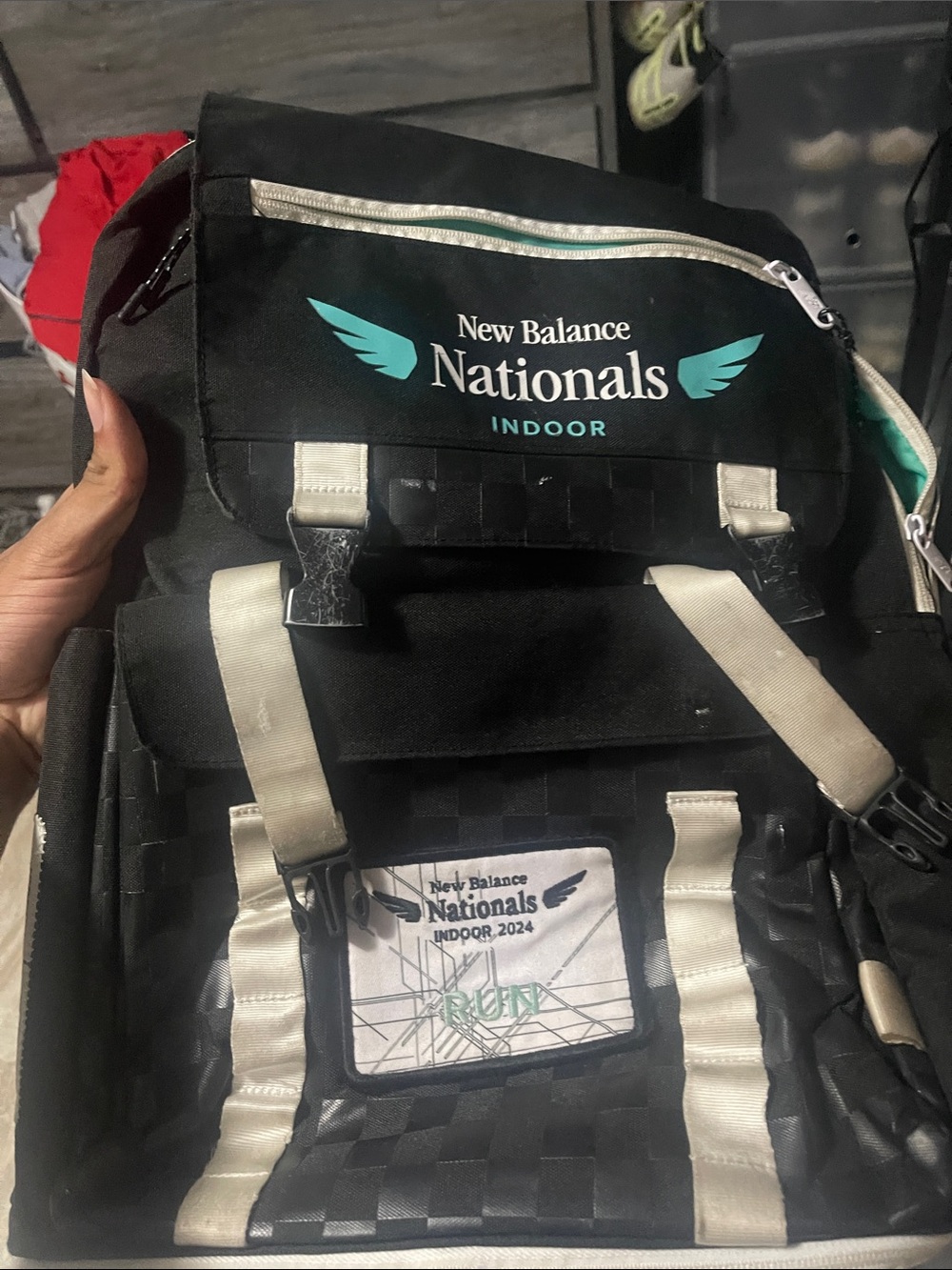 New Balance Black Backpack with Teal Accents